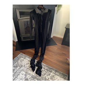 Black Velvet Jumpsuit with front zipper